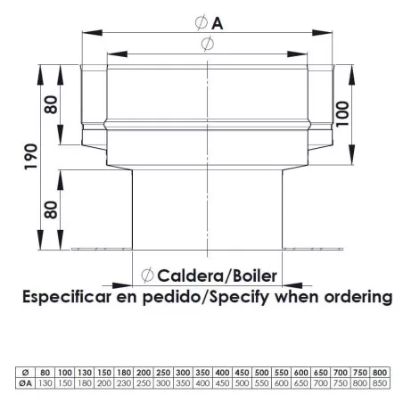 plan raccord DW 2.0 vers - conduit de fumée double paroi isolé