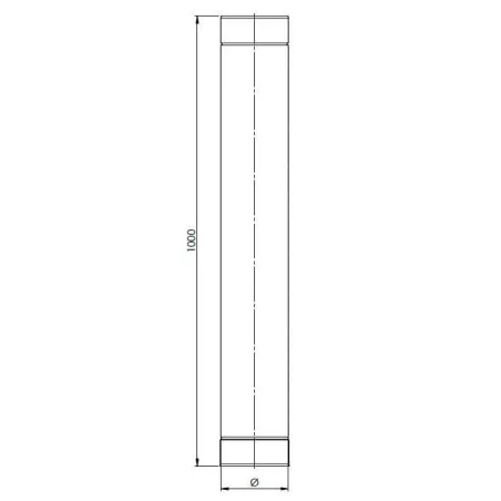 plan élément droit 1000 mm - conduit de ventilation haute simple paroi