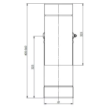 plan élément droit réglable 400-560 mm - conduit de ventilation haute simple paroi