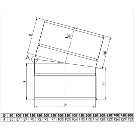 plan coude 15 - conduit de ventilation haute simple paroi