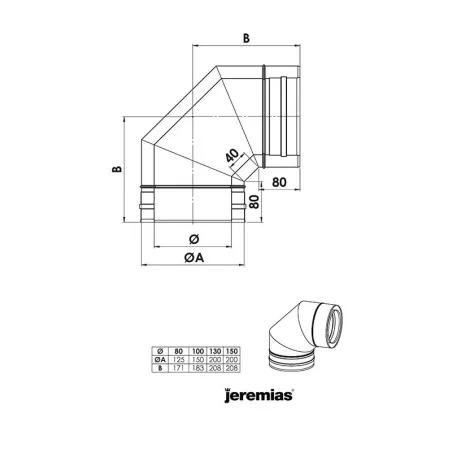 plan coude 90 inox - conduit - conduit de fumée concentrique pour poêle à pellet