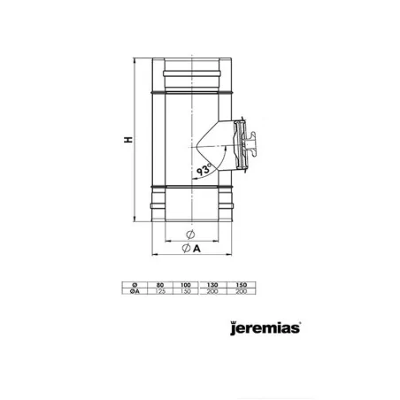 plan élément d'inspection 200 Pa noir - conduit de fumée concentrique noir poêle à pellets