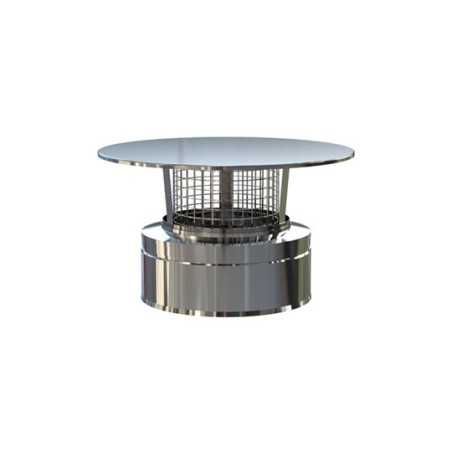 Chapeau standard avec grille anti-volatile pour conduit de fumée double paroi isolé