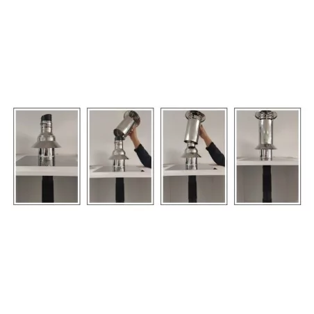 Etapes de montage pour Terminal design universel inox pour flexible - conduit de fumée Etapes de montage pour Terminal design universel inox pour flexible - conduit de fumée