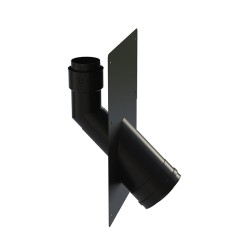 Plaque murale pour raccordement poêle vers tubage flexible avec coude 45° - Jeremias
