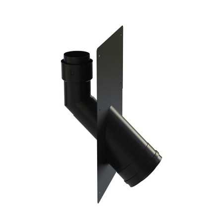 Plaque murale pour raccordement poêle vers tubage flexible avec coude 45° - Jeremias Plaque murale pour raccordement poêle vers tubage flexible avec coude 45° - Jeremias