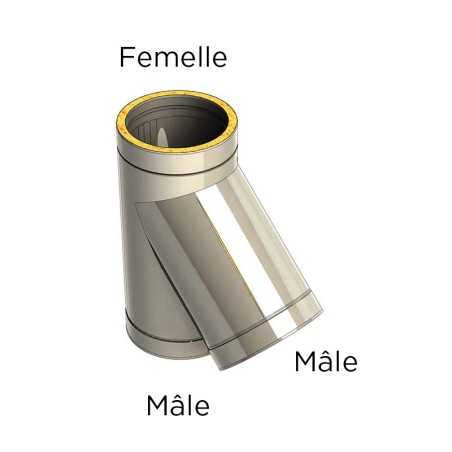 Té 135 avec piquage réduit isolé - conduit de fumée double paroi isolé Té 135 avec piquage réduit isolé - conduit de fumée double paroi isolé