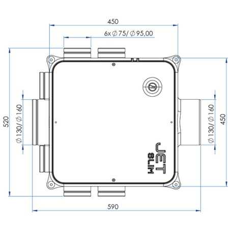 Dimensions Jet Slim EC - VMC simple flux hygro Ekkoair